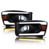 ARMORDILLO® SQX Series 2006-2008 Dodge RAM 1500 LED Projector Headlights (LED Projector w/ Sequential Signal/LumenX Light Bar) -Black Housing