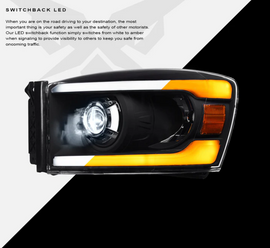 RAM Truck LEd Headlight Black Housing SQX Series Led Headlight assembly for RAM Truck by Armrodillo