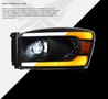 ARMORDILLO® SQX Series 2006-2008 Dodge RAM 1500 LED Projector Headlights (LED Projector w/ Sequential Signal/LumenX Light Bar) -Black Housing
