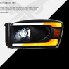 ARMORDILLO® SQX Series 2006-2008 Dodge RAM 1500 LED Projector Headlights (LED Projector w/ Sequential Signal/LumenX Light Bar) -Black Housing