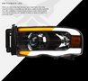 ARMORDILLO® SQX Series 2002-2005 Dodge RAM 1500 LED Projector Headlights (LED Projector w/ Sequential Signal/LumenX Light Bar) -Black Housing