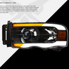 ARMORDILLO® SQX Series 2002-2005 Dodge RAM 1500 LED Projector Headlights (LED Projector w/ Sequential Signal/LumenX Light Bar) -Black Housing