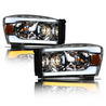 ARMORDILLO® SQP Series 2006-2009 Dodge RAM 2500 3500 Projector Headlights (Halogen Projector w/ Sequential Signal/LumenX Light Bar) -Chrome Housing