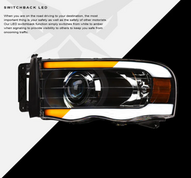 Dodge RAM LED Headlight Square Black Housing  SQP Series Led Headlight assembly for RAM Truck by Armrodillo
