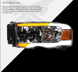 Dodge RAM LED Headlight Chrome Housing SQP Series Led Headlight assembly for RAM Truck by Armrodillo