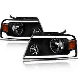 ARMORDILLO® LM Series 2004-2008 Ford F-150 Headlights (Crystal Headlights w/ LumenX Light Bar) -Black Housing