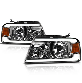 ARMORDILLO® LM Series 2004-2008 Ford F-150 Headlights (Crystal Headlights w/ LumenX Light Bar) -Chrome Housing