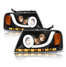 ARMORDILLO® LMP Series 2004-2008 Ford F-150 Halogen Projector Headlights w/ LumenX Light Bar -Black Housing