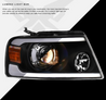 ARMORDILLO® LMP Series 2004-2008 Ford F-150 Halogen Projector Headlights w/ LumenX Light Bar -Black Housing