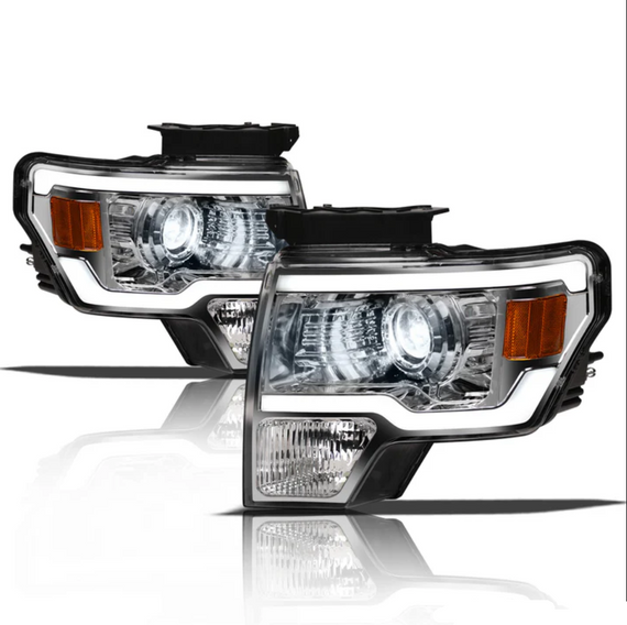 ARMORDILLO® LMX Series 2009-2014 Ford F-150 LED Projector Headlights w/ LumenX Light Bar -Chrome Housing