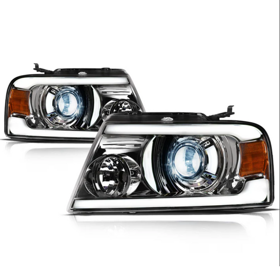 ARMORDILLO® LMX Series 2004-2008 Ford F-150 LED Projector Headlights w/ LumenX Light Bar -Chrome Housing