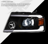 ARMORDILLO® LMX Series 2004-2008 Ford F-150 LED Projector Headlights w/ LumenX Light Bar -Black Housing