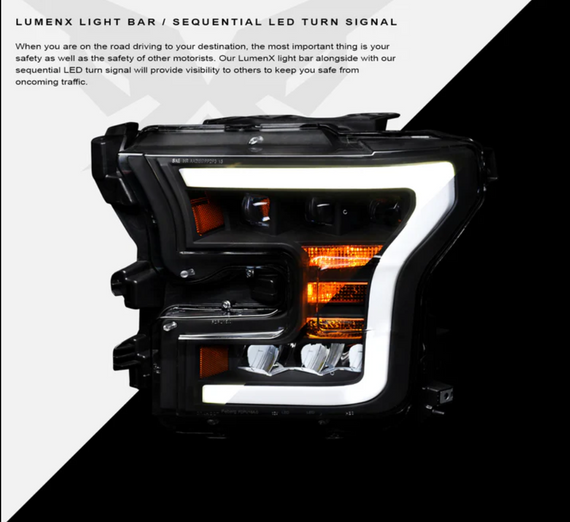 ARMORDILLO® TRI-PRO Series 2015-2017 Ford F-150 LED Projector Headlights -Black Housing