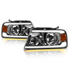 ARMORDILLO® SQ Series 2004-2008 Ford F-150 Headlights (Crystal Headlights w/ Sequential Signal/LumenX Light Bar) -Chrome Housing
