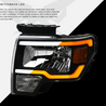 ARMORDILLO® SQ Series 2009-2014 Ford F-150 Headlights (Crystal Headlights w/ Sequential Signal/LumenX Light Bar) -Black Housing
