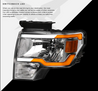 ARMORDILLO® SQ Series 2009-2014 Ford F-150 Headlights (Crystal Headlights w/ Sequential Signal/LumenX Light Bar) -Chrome Housing