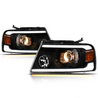 ARMORDILLO® SQP Series 2004-2008 Ford F-150 Projector Headlights (Halogen Projector w/ Sequential Signal/LumenX Light Bar) - Black Housing