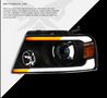 ARMORDILLO® SQP Series 2004-2008 Ford F-150 Projector Headlights (Halogen Projector w/ Sequential Signal/LumenX Light Bar) - Black Housing