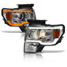 ARMORDILLO® SQP Series 2009-2014 Ford F-150 Projector Headlights (Halogen Projector w/ Sequential Signal/LumenX Light Bar) - Chrome Housing