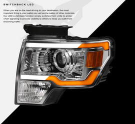 Ford F150 LED Headlight Chrome Housing SQP Series Led Headlight assembly for Ford Truck by Armrodillo