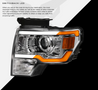 ARMORDILLO® SQP Series 2009-2014 Ford F-150 Projector Headlights (Halogen Projector w/ Sequential Signal/LumenX Light Bar) - Chrome Housing