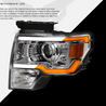 ARMORDILLO® SQP Series 2009-2014 Ford F-150 Projector Headlights (Halogen Projector w/ Sequential Signal/LumenX Light Bar) - Chrome Housing