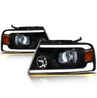 ARMORDILLO® SQX Series 2004-2008 Ford F-150 LED Projector Headlights (LED Projector w/ Sequential Signal/LumenX Light Bar) -Black Housing