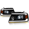 ARMORDILLO® SQX Series 2004-2008 Ford F-150 LED Projector Headlights (LED Projector w/ Sequential Signal/LumenX Light Bar) -Black Housing