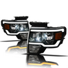 ARMORDILLO® SQX Series 2009-2014 Ford F-150 LED Projector Headlights (LED Projector w/ Sequential Signal/LumenX Light Bar) -Black Housing