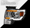 ARMORDILLO® SQX Series 2009-2014 Ford F-150 LED Projector Headlights (LED Projector w/ Sequential Signal/LumenX Light Bar) -Chrome Housing