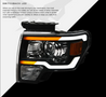 ARMORDILLO® SQX Series 2009-2014 Ford F-150 LED Projector Headlights (LED Projector w/ Sequential Signal/LumenX Light Bar) -Black Housing