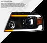 ARMORDILLO® SQX Series 2004-2008 Ford F-150 LED Projector Headlights (LED Projector w/ Sequential Signal/LumenX Light Bar) -Black Housing