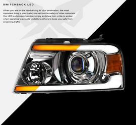 Ford F150 LEd Headlight Chrome Square SQX Series Led Headlight assembly for Ford Truck by Armrodillo