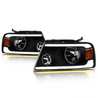 ARMORDILLO® SQ Series 2004-2008 Ford F-150 Headlights (Crystal Headlights w/ Sequential Signal/LumenX Light Bar) -Black Housing