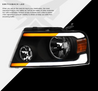 ARMORDILLO® SQ Series 2004-2008 Ford F-150 Headlights (Crystal Headlights w/ Sequential Signal/LumenX Light Bar) -Black Housing