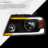 ARMORDILLO® SQ Series 2004-2008 Ford F-150 Headlights (Crystal Headlights w/ Sequential Signal/LumenX Light Bar) -Black Housing