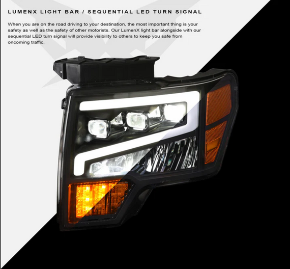 ARMORDILLO® TRI-PRO Series 2009-2014 Ford F-150 LED Projector Headlights -Black Housing