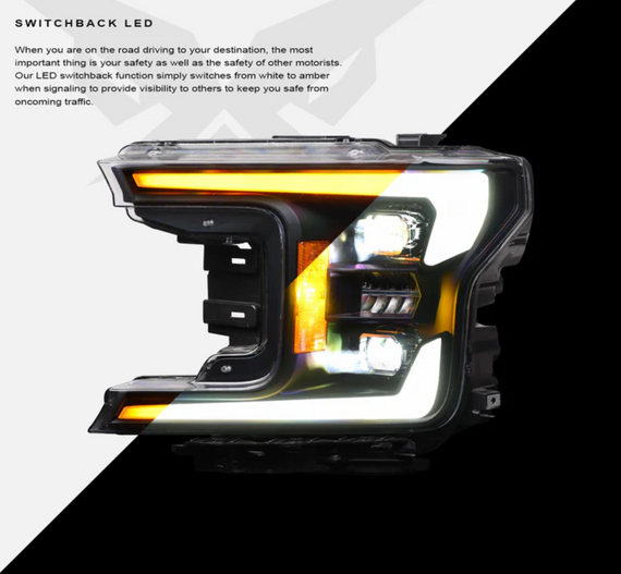 ARMORDILLO® ELITE Series 2018-2020 Ford F-150 LED Projector Headlights -Black Bezel Housing