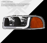 ARMORDILLO® LM Series 1999-2006 GMC Sierra 1500 Headlights (Crystal Headlights w/ LumenX Light Bar) -Black Housing