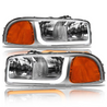 ARMORDILLO® SQ Series 1999-2006 GMC Sierra 1500 Headlights (Crystal Headlights w/ Sequential Signal/LumenX Light Bar) -Chrome Housing