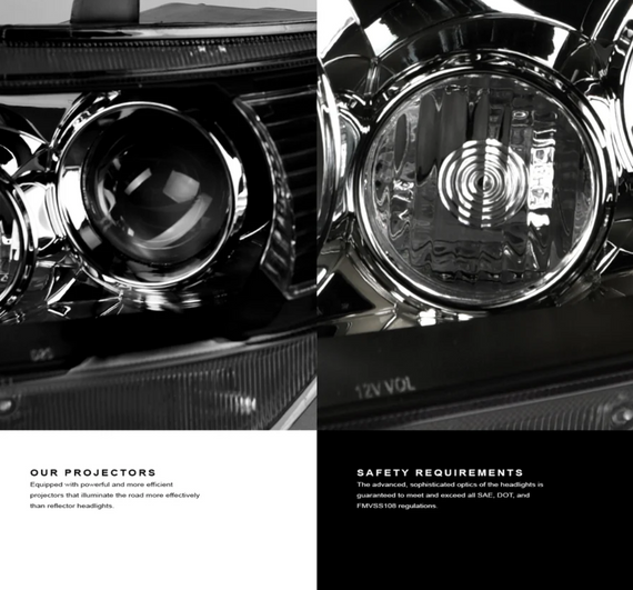 ARMORDILLO® LMP Series 2002-2005 Dodge RAM 1500 Halogen Projector Headlights w/ LumenX Light Bar -Chrome Housing