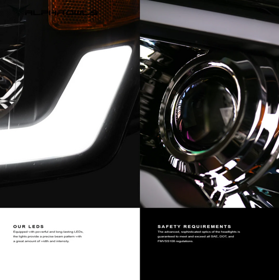 ARMORDILLO® QUAD-PRO Series 2008-2015 Toyota Sequoia LED Projector Headlights -Black Housing