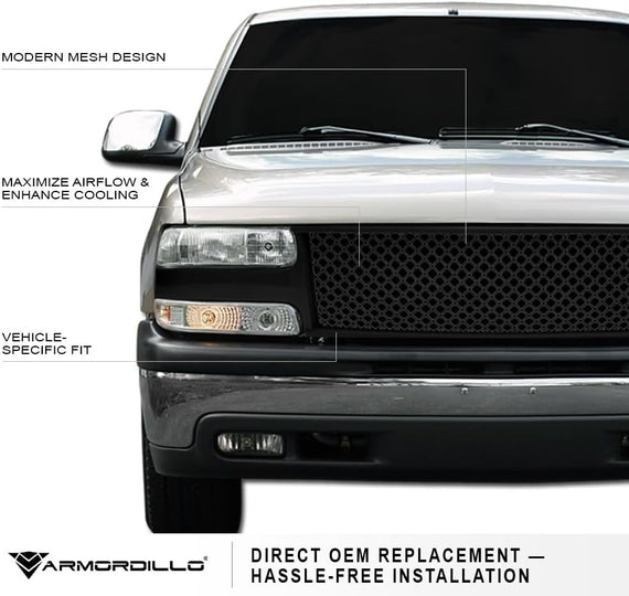 ARMORDILLO® 2000-2006 Chevrolet Suburban Mesh Style Front Grille -Matte Black