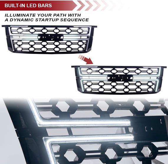 ARMORDILLO® 2015-2020 Chevrolet Suburban Dynamic Sequential LED Front Grille -Gloss Black