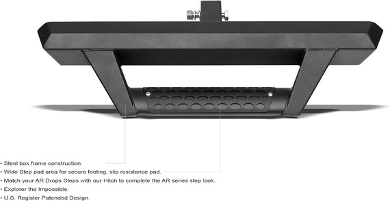 ARMORDILLO® Universal Fit AR Drop Step Rear Steel Hitch Step -Satin Black