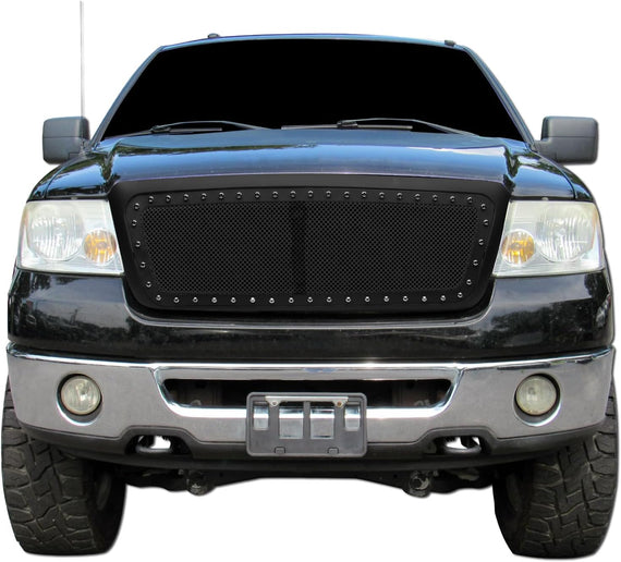 ARMORDILLO® 2004-2008 Ford F-150 RVT Rivet Bolt Steel Wire Mesh Style Front Grille -Matte Black