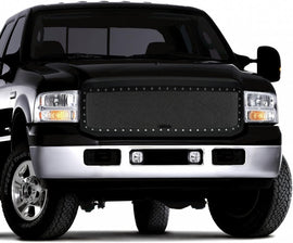 ARMORDILLO® 2005-2007 Ford F-250 F-350 F-450 F-550 Super-Duty RVT Rivet Bolt Steel Wire Mesh Style Front Grille -Matte Black