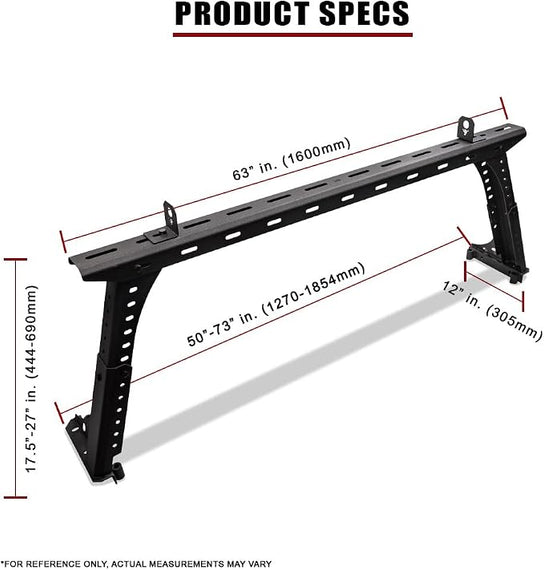 ARMORDILLO® Universal Fit Adjustable Truck Bed Ladder Rack (For Mid Size Truck)