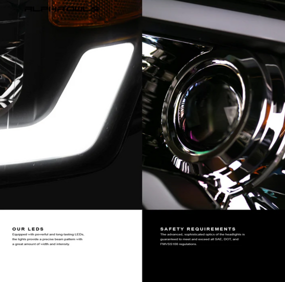 ARMORDILLO® SQP Series 2002-2005 Dodge RAM 1500 Projector Headlights (Halogen Projector w/ Sequential Signal/LumenX Light Bar) -Black Housing