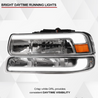 ARMORDILLO® SQ Series 1999-2002 Chevrolet Silverado 1500 Headlights (Crystal Headlights w/ Sequential Signal/LumenX Light Bar) -Chrome Housing